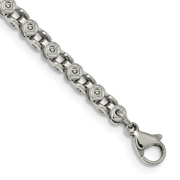3.75mm Stainless Steel Fancy Circle Link Chain Necklace, 18 Inch